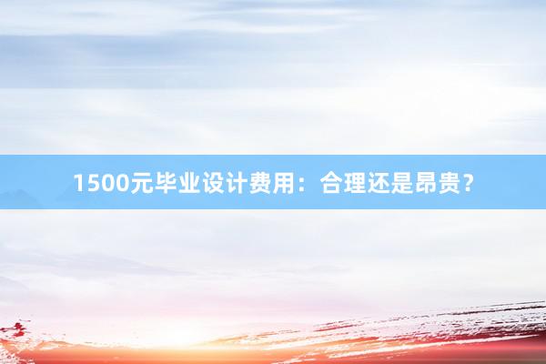 1500元毕业设计费用：合理还是昂贵？